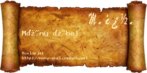 Mány Ábel névjegykártya